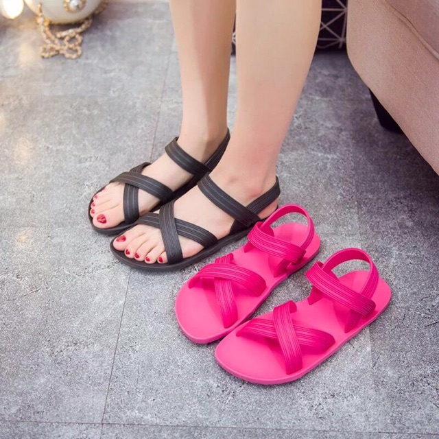 Giày Sandal Nam Nữ Unisex Quai Chéo Cao Su Mềm Đế Xốp Êm Chân Size 36-41 - Hàng Xưởng Việt Nam