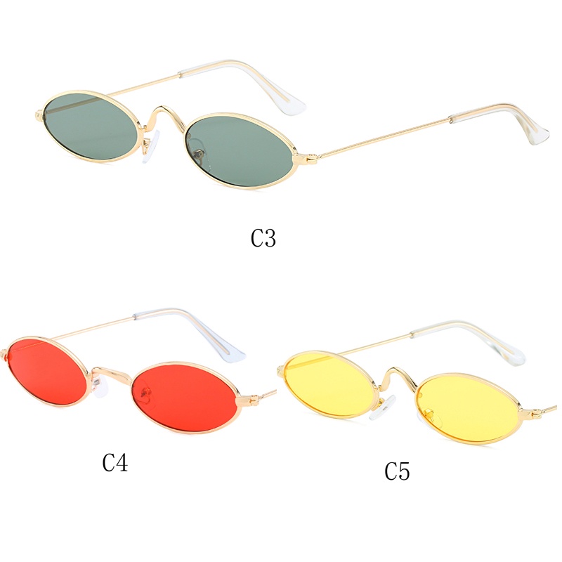 Kính Mát Gọng Kim Loại Hình Oval Thời Trang Cho Nữ