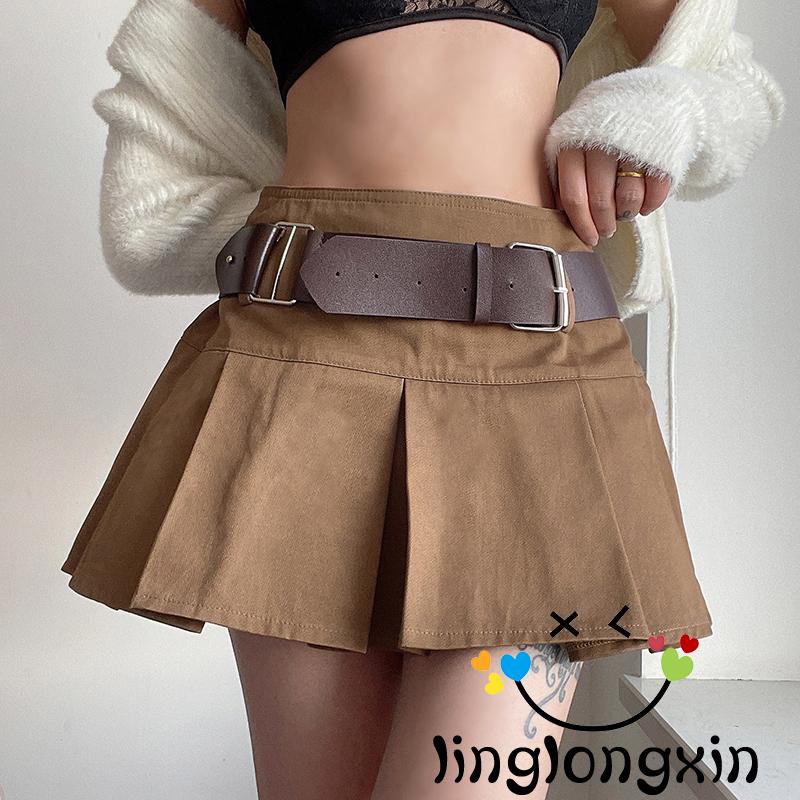 Chân váy chữ A lưng cao xếp ly màu sắc thời trang mùa hè cho nữ