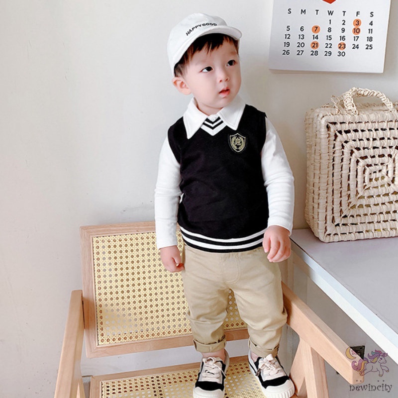 Áo ba lỗ không tay cổ chữ V phong cách mùa đông Hàn Quốc cho bé trai