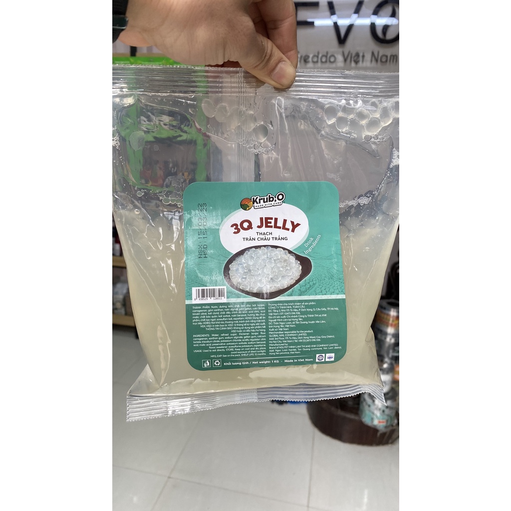 Thạch 3q trắng gói 1kg - trân châu ngọc trai loại 1kg tiện dụng