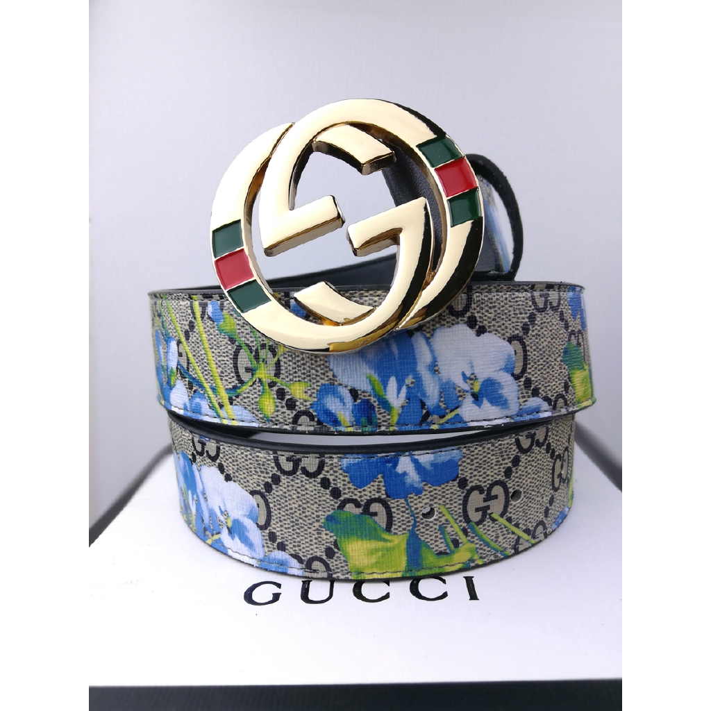 Thắt lưng Gucci bằng da thiết kế khóa 2 chữ G màu vàng trơn đơn giản cá tính thời trang cho nam nữ