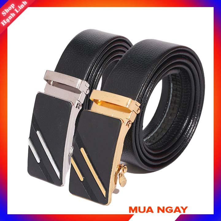 Thắt lưng nam khóa tự động da Pu, mặt khóa nhiều hình