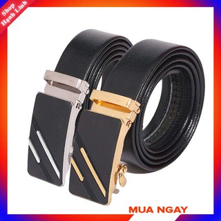 Thắt lưng nam khóa tự động da Pu, mặt khóa nhiều hình