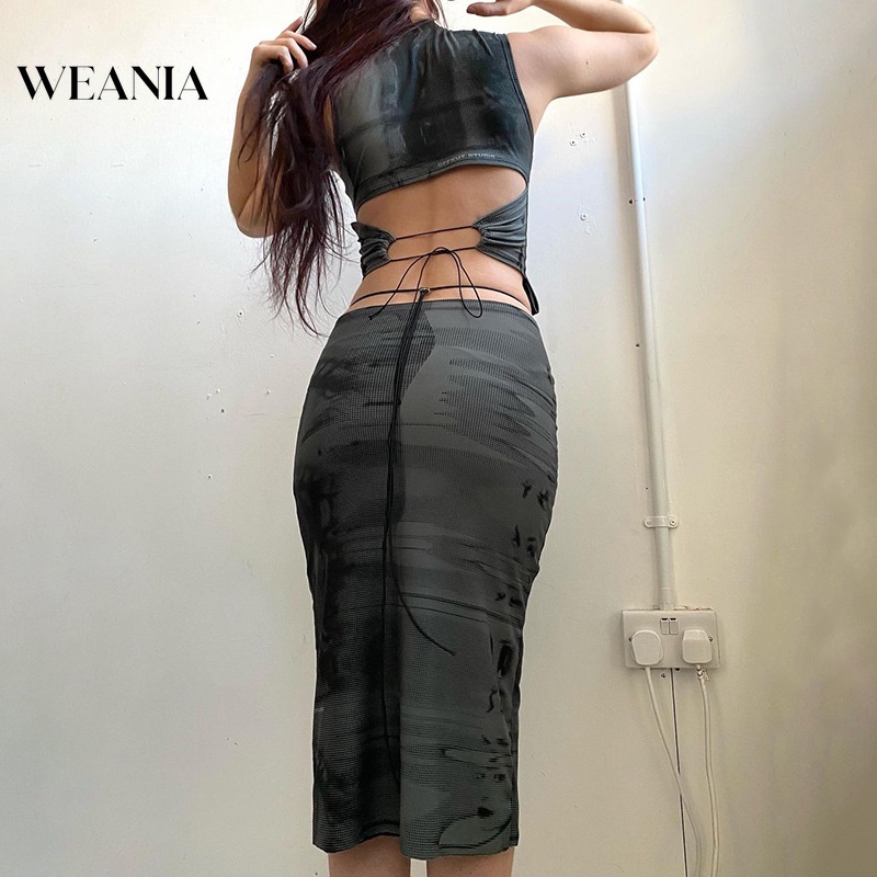 Bộ Áo Tank Top Cổ Cao In Hoa + Chân Váy Lưng Cao Phối Ren Thời Trang Cho Nữ