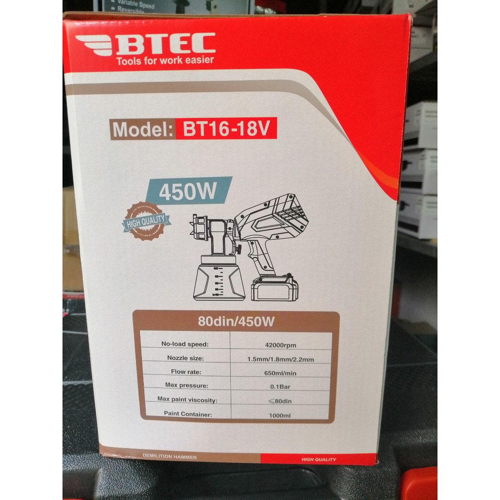 Máy phun sơn pin/dùng pin BTEC/BT16-18V