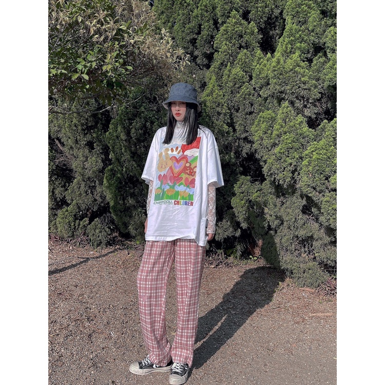 Áo Thun Cotton Tay Ngắn Dáng Rộng In Họa Tiết Tranh Sơn Dầu Kiểu Retro Hàn Quốc Thời Trang Xuân Hè Cho Nữ