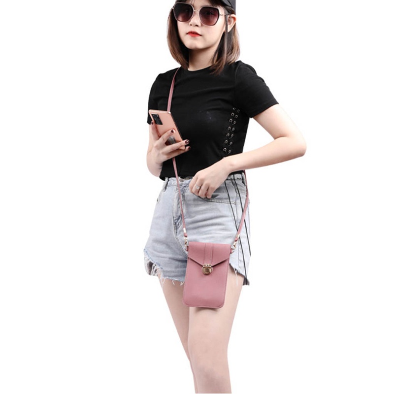 Túi Đeo Chéo Mini Bằng Da PU Có Ngăn Đựng Bút Cảm Ứng