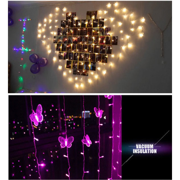 Đèn led trang trí tạo hình trái tim mặt đèn hình bướm và tim (cho chọn nhiều mầu sắc)
