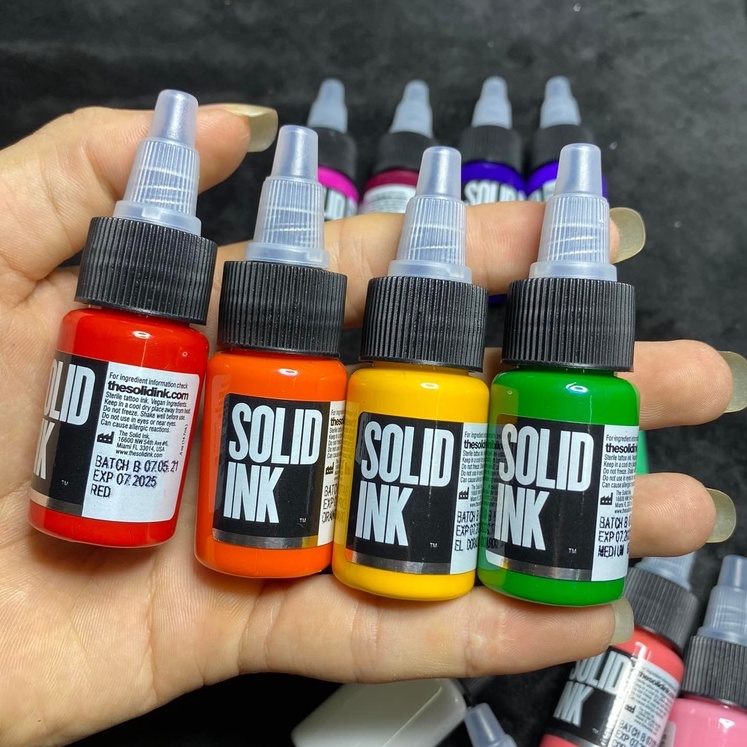 Mực Màu Chính Hãng Solid Ink 15Ml - 1 Chai ( Mực Xăm Lên Da Thật ) Mực Phun Xăm