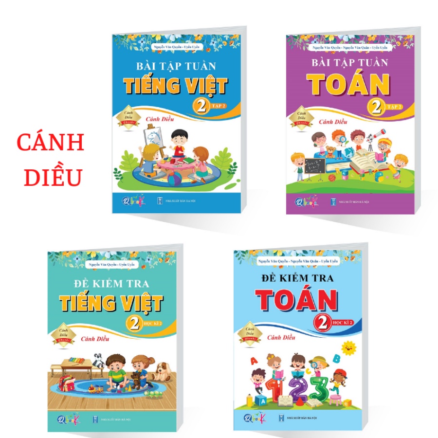 Sách - Combo Bài Tập Tuần và Đề Kiểm Tra Toán và Tiếng Việt lớp 2 - Cánh Diều - Học Kì 2 (4 cuốn)