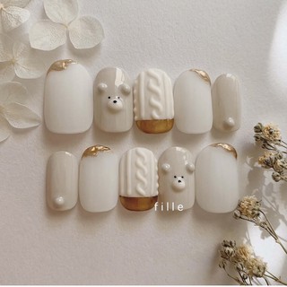 móng úp thiết kế/ nailbox trang trí hoạ tiết cún, vẽ len nổi kết hợp tráng gương