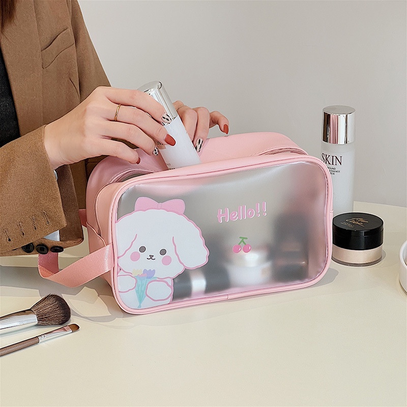 Túi Đựng Mỹ Phẩm Da PU Cỡ Lớn Chống Thấm Nước Họa Tiết Hoạt Hình Dễ Thương