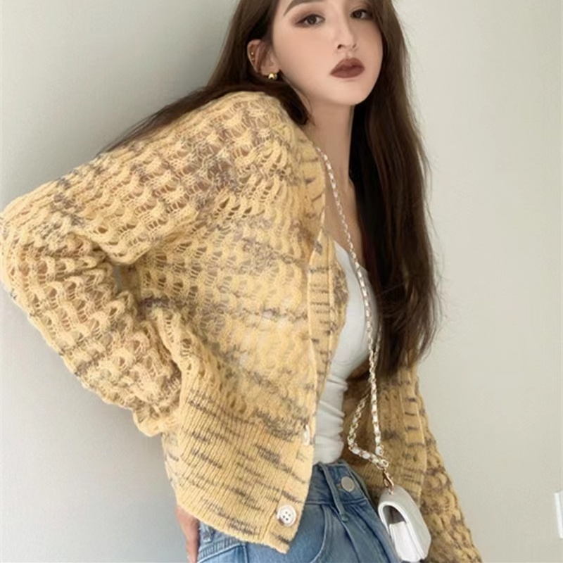 Áo Sweater Dệt Kim Cổ V Kiểu Hàn Quốc Thời Trang Mùa Thu Cho Nữ