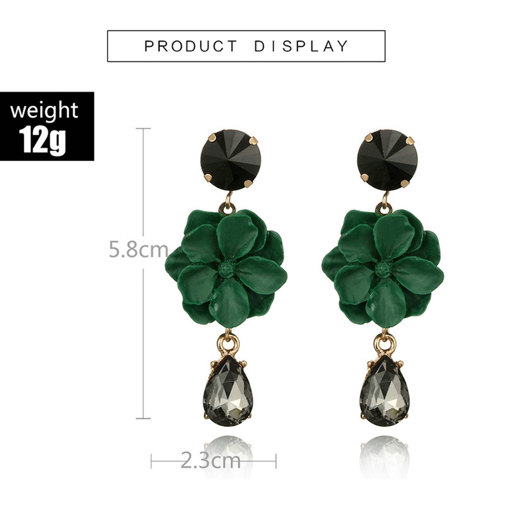 Khuyên tai hình hoa trà trắng đính đá ngọc trai thanh lịch cho nữ