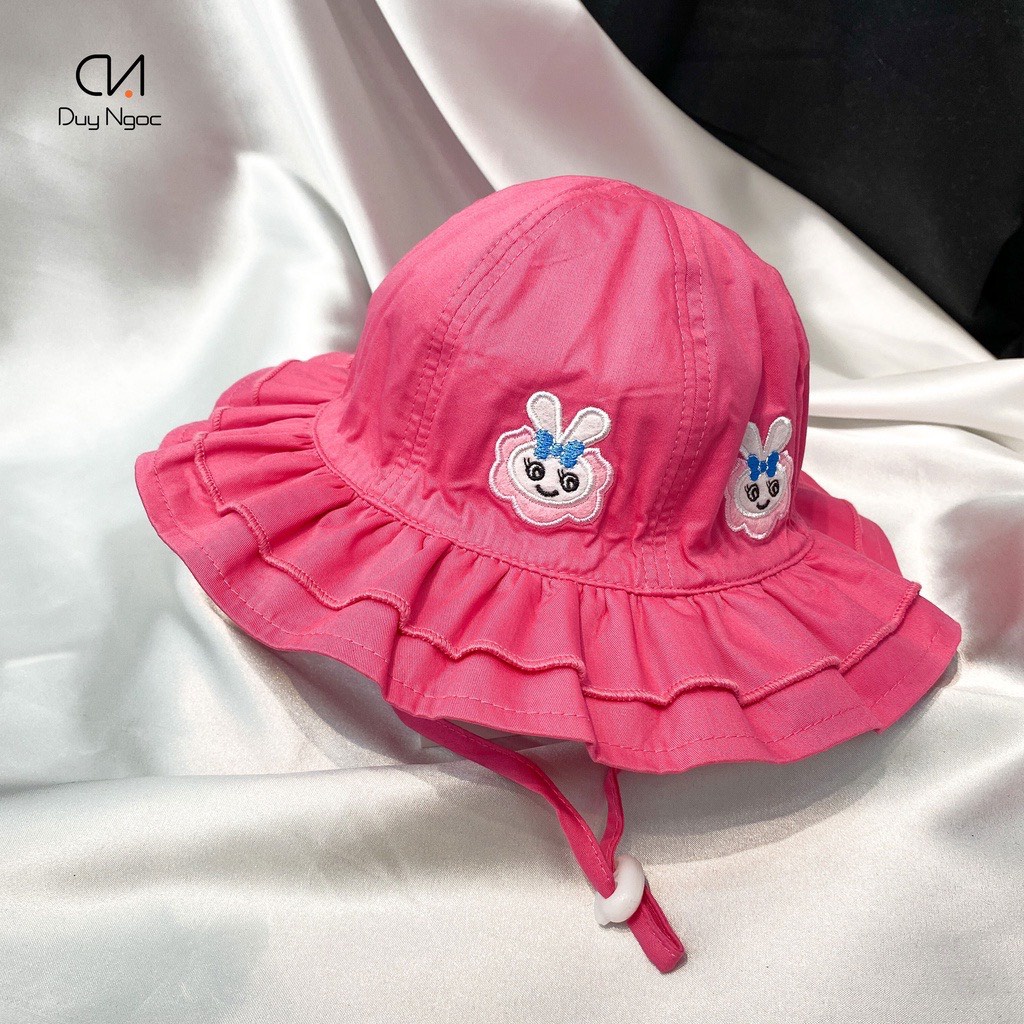 (Mẫu Mới )Nón vành Bé Gái bèo màu thỏ hoa Duy Ngọc Chất Cotton mềm, thoáng mát, có quai đeo size 52cm Bé Từ 3 Đến 5 Tuổi