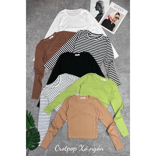 Áo thun croptop dài tay xỏ ngón