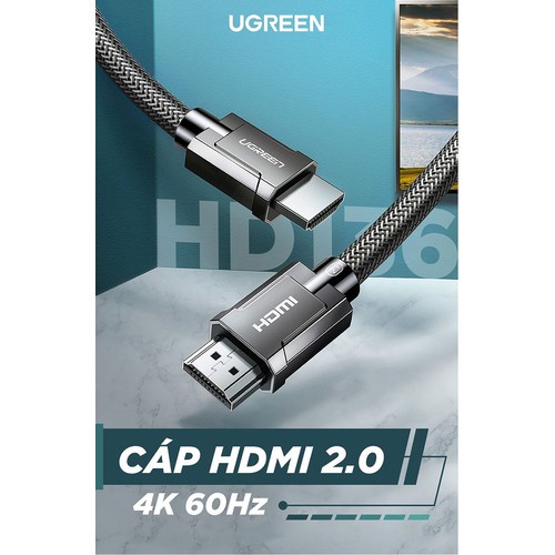 Dây Cáp HDMI 2.0 Ugreen 70322 70323 70324 70325 70326 HD136 ( 4K@60Hz 18Gbps) Chính hãng