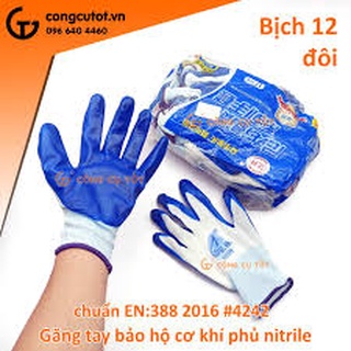 Bịch găng tay 12 đôi mã 388 phủ cao su -găng tay bảo hộ lao động