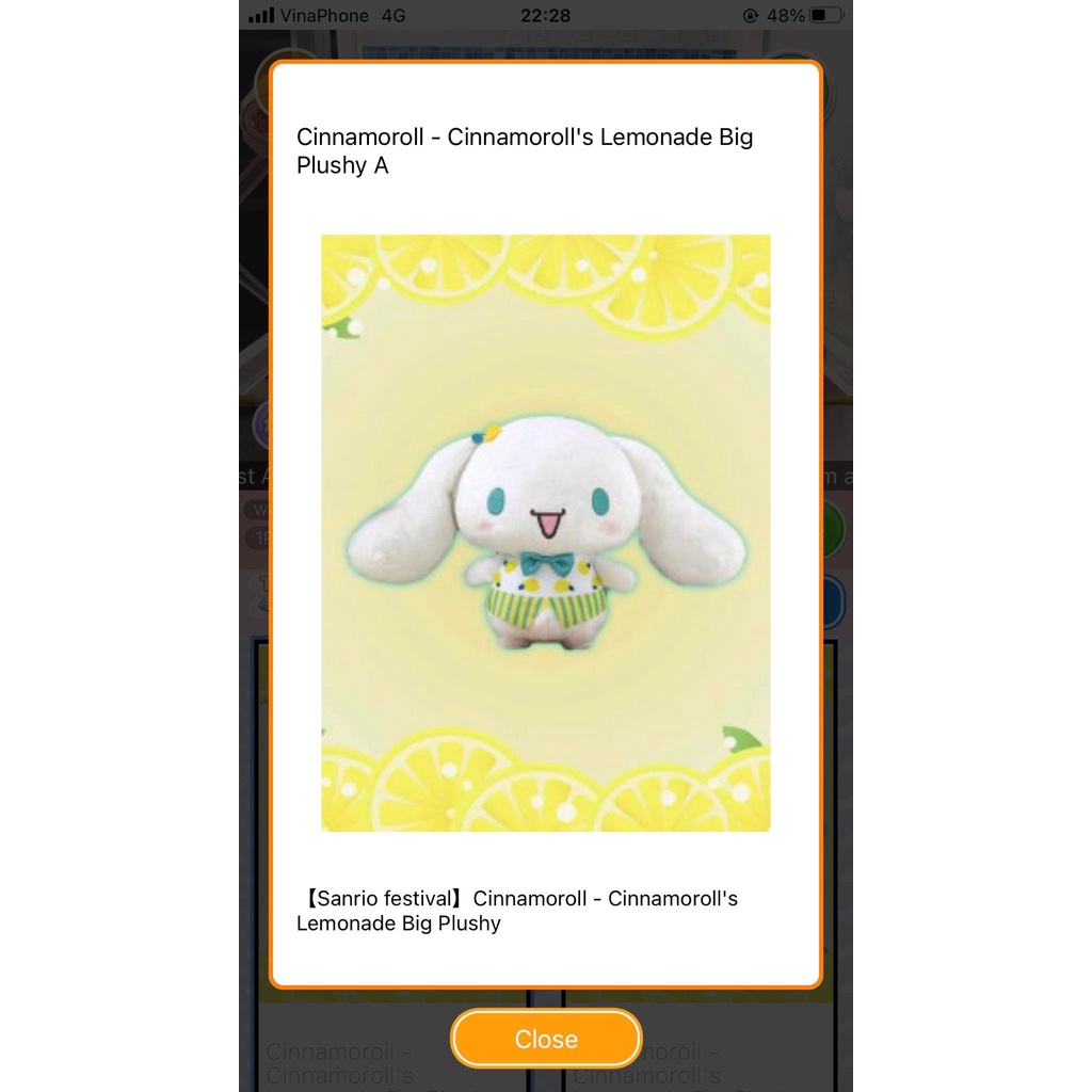 SANRIO - Full set bộ 2 bé Cinnamoroll trong trang phục chủ đề Lemonade