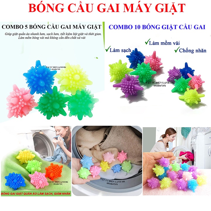 COMBO QUẢ BÓNG CẦU BỎ MÁY GIẶT SẠCH - BÓNG CẦU GAI MÁY GIẶT - BÓNG MG - QUẢ GAI THẢ MÁY GIẶT