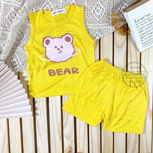 Bộ Minky Mom Ba Lỗ Cho Bé Gái Bé Trai 8-24kg Có Size Đại Vải Thun Lạnh-Đồ Bộ Sát Nách Cho Bé Hình Thỏ Gấu Vịt-Babulala