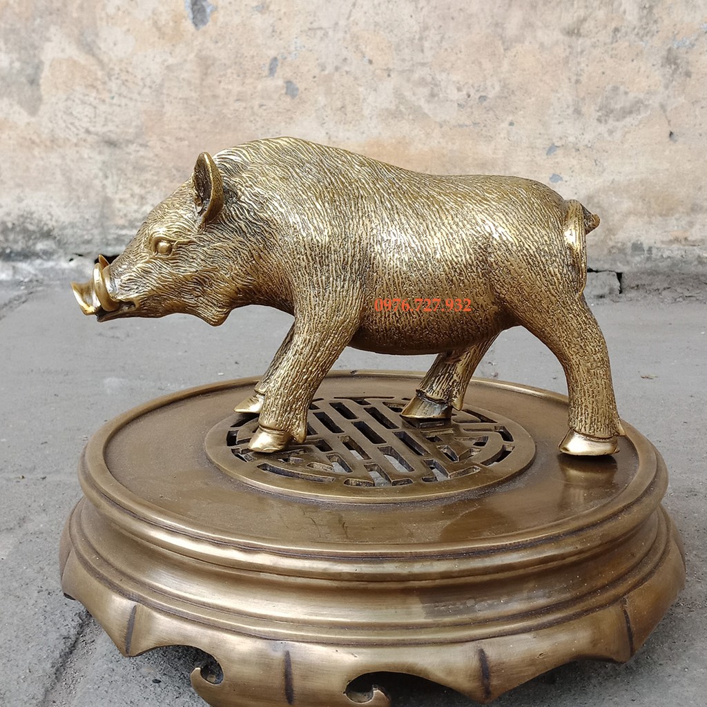 Tượng lợn lòi bằng đồng dài 22cm, bán tượng lợn lòi bằng đồng