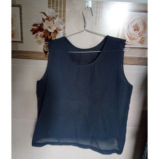 Áo ba lỗ voan công sở xanh đen