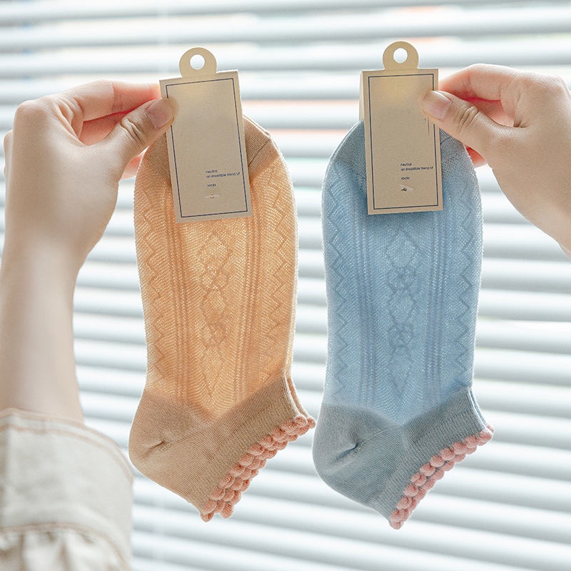 Vớ Cotton Phối Ren Cổ Thấp Mỏng Nhẹ Phong Cách Nhật Bản Thời Trang Mùa Hè Mới Cho Nữ