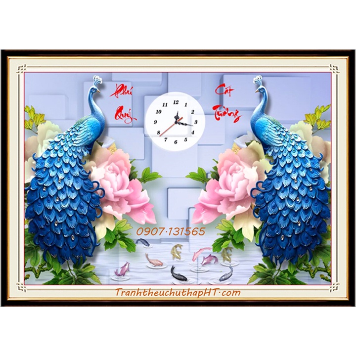 Tranh đính đá con công Phú quý cát tường VS499 - tự đính