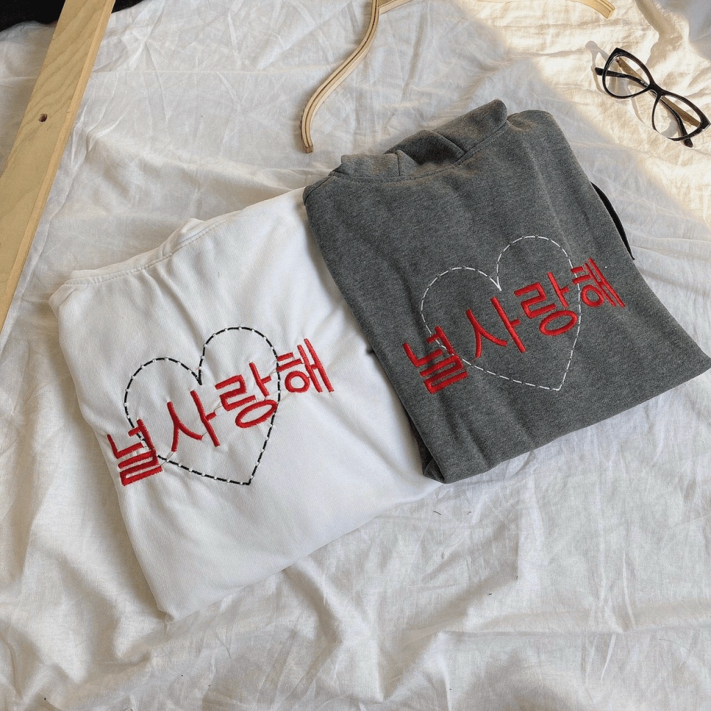 ÁO KHOÁC THUN NỈ NGOẠI NỮ THÊU TIM CHỮ HÀN QUỐC TP [NewUnisex]