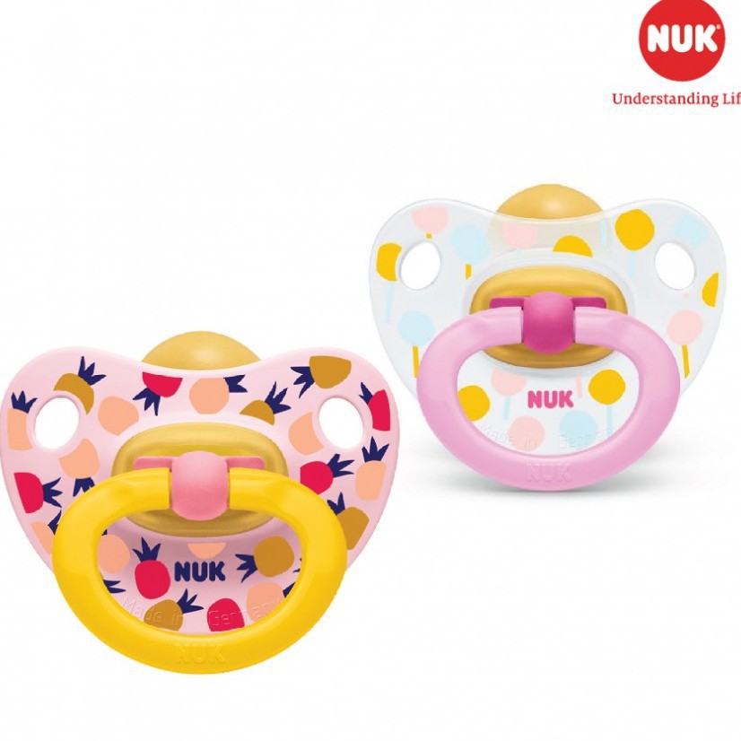 Bộ 2 ti giả NUK cao su Happykids 0-6m , 6-18m