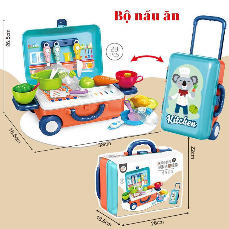 Bộ đồ chơi vali hướng nghiệp (nấu ăn, bác sĩ, trang điểm, kỹ sư) cho bé trai và bé gái BBTOYS 105