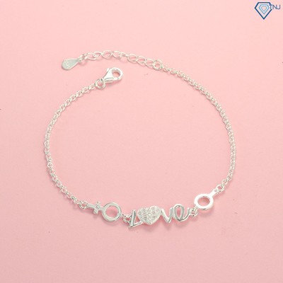 Lắc tay nữ bạc thật chữ Love đính đá đẹp LTN0161 Trang Sức TNJ