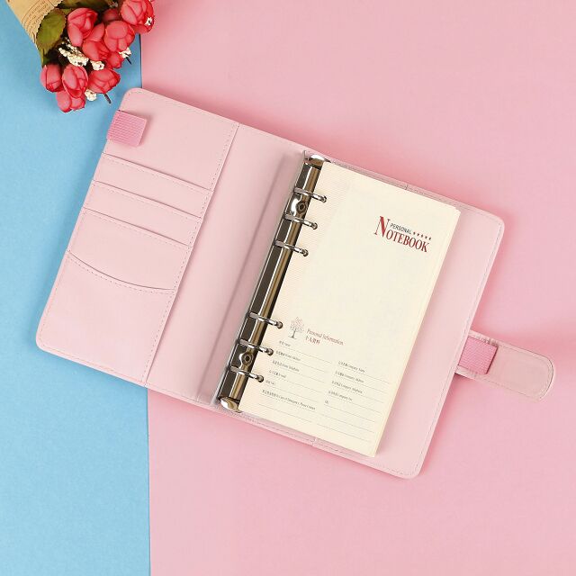 Sổ da A5, A6 bìa còng trơn planner và bullet journal pastel sổ ruột line sticker