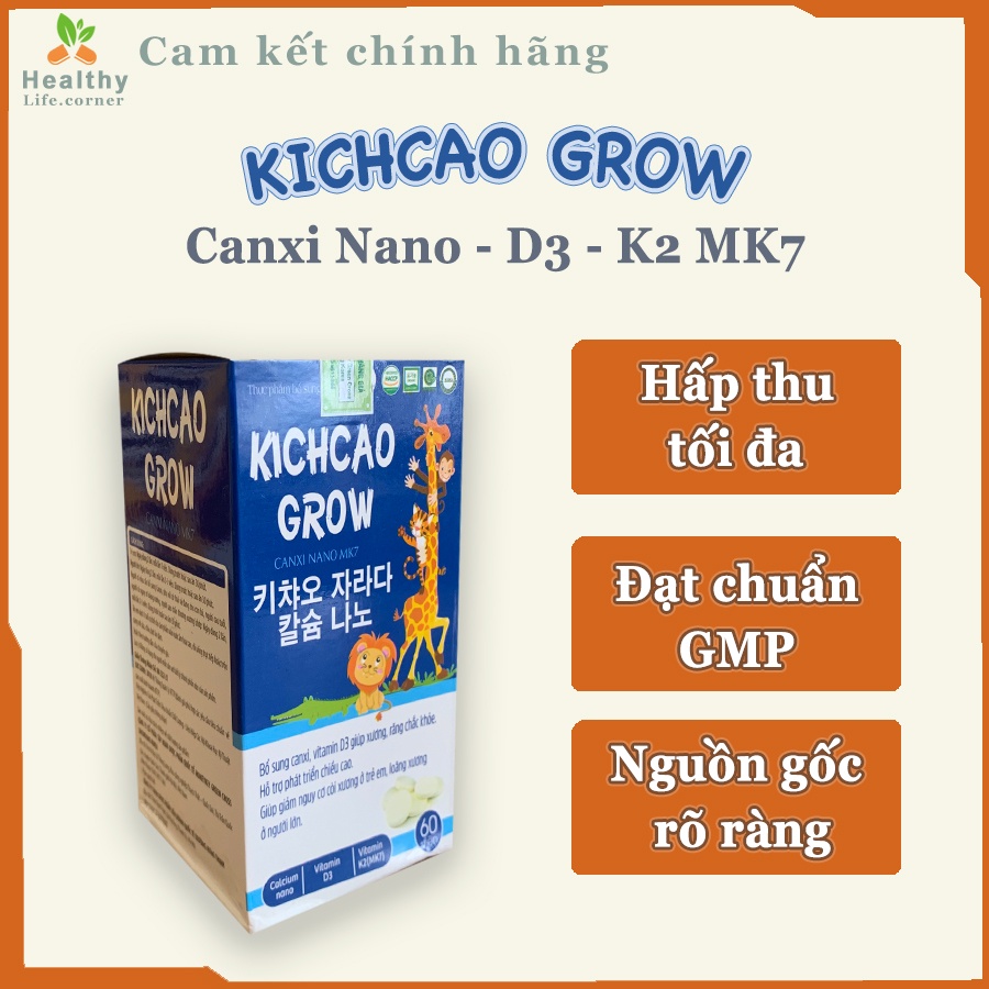 Kẹo Canxi+D3 Hỗ trợ phát triển Chiều Cao - KICHCAO GROW – CANXI NANO MK7