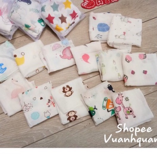 [Set 10 Chiếc] Khăn Xô Sữa In Họa Tiết Baby Hàng Xuất Nhật