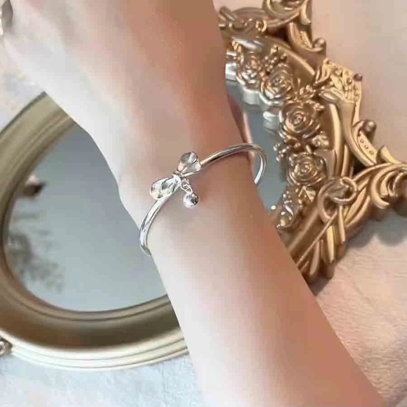 Vòng Đeo Tay Công Chúa Bằng Bạc Có Chuông / Nơ Nhỏ Xinh Thời Trang Cho Học Sinh