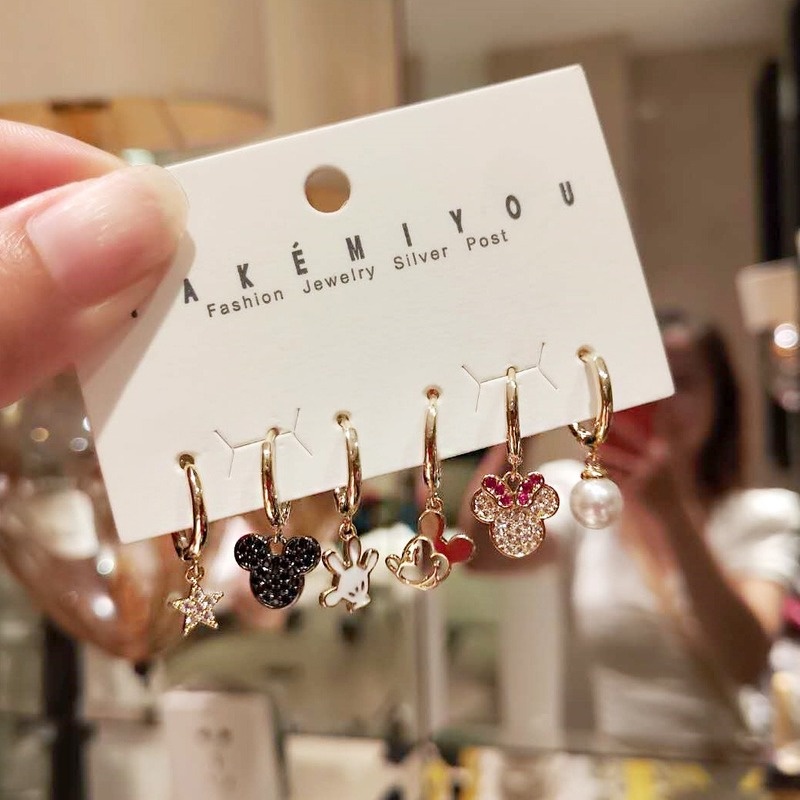 Bộ 6 Khuyên Tai Nữ Trang Tạo Hình Độc Đáo Dễ Thương