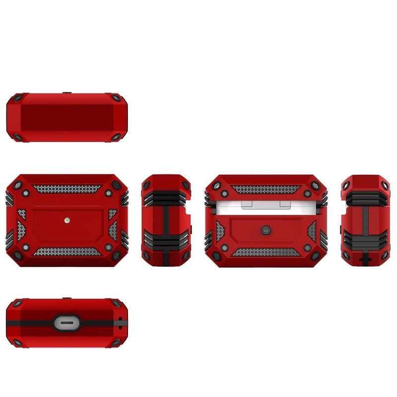 Vỏ Bảo Vệ Hộp Sạc Tai Nghe AirPods Pro/ AirPods 3 &amp; 2 &amp; 1 Kiểu Áo Giáp Bảo Vệ Toàn Thân Có Đèn LED Phía Trước Kiểu Quân Đội Cho Nam Và Nữ