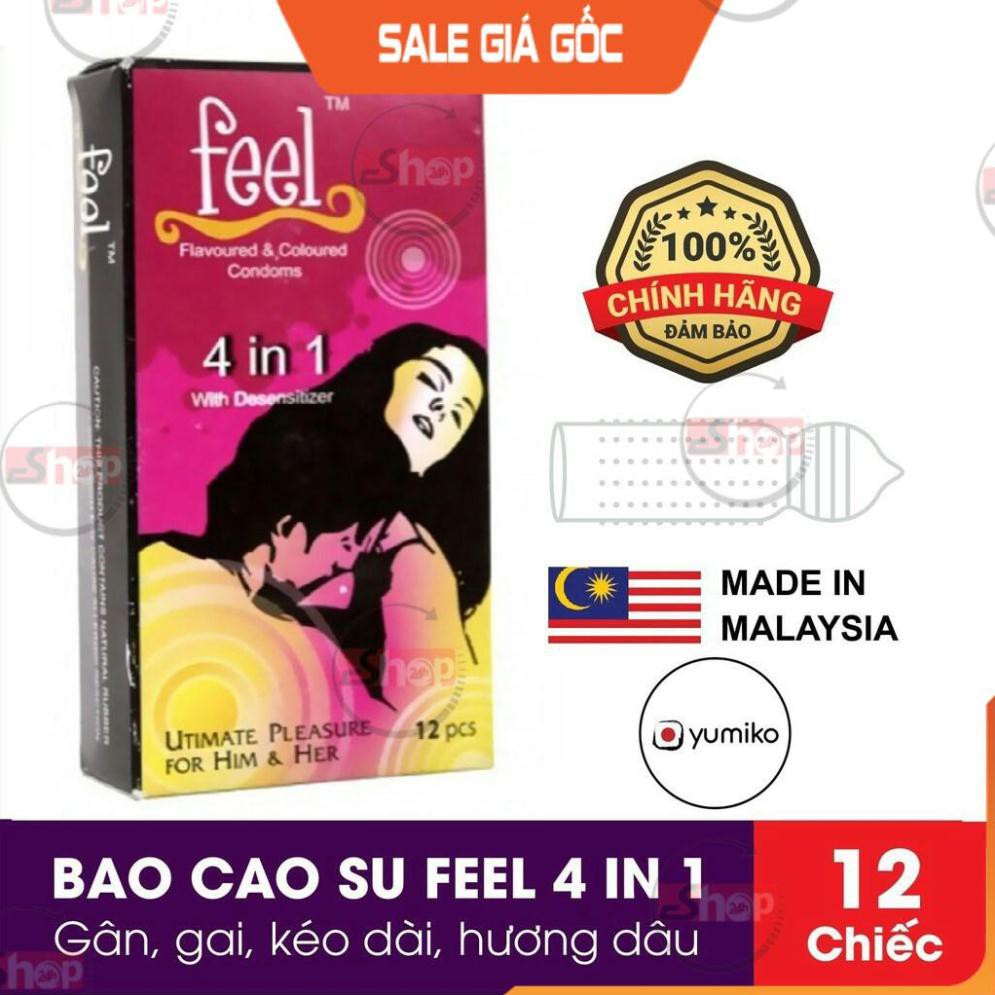 Bao Cao Su FEEL 4 IN 1 - Bi Gai - Kéo Dài Thời Gian Quan Hệ - Bao Cao Su Chính Hãng Malaysia, Hộp 12 cái