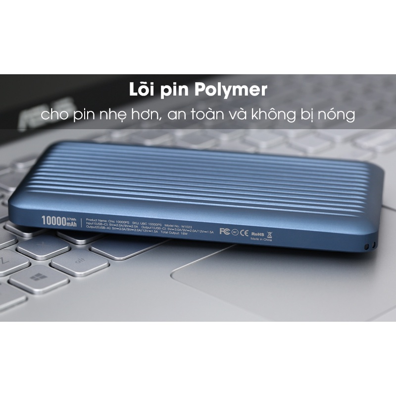 Pin sạc dự phòng Polymer 10.000 mAh Type C PD QC3.0 iWALK UBC10000PS