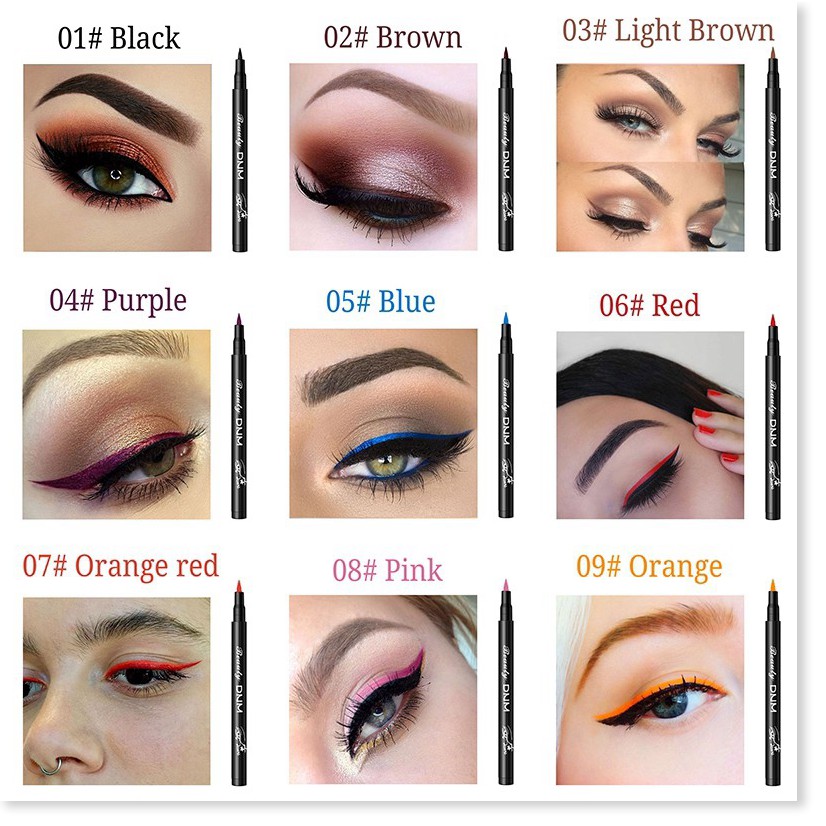 [Mã chiết khấu giảm giá sỉ mỹ phẩm chính hãng] DNM 12 Colors Waterproof Smudge-Proof Eyeliner Pen Cosmetic