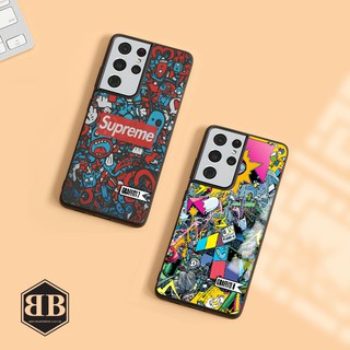 Ốp lưng kính cường lực Samsung Galaxy S21 Ultra graffiti đầy màu sắc