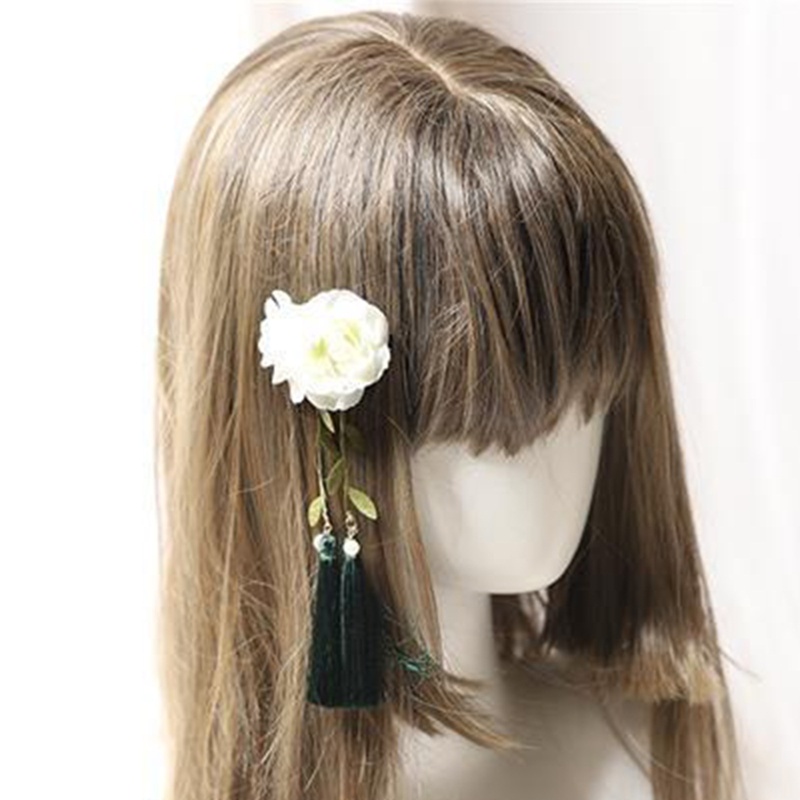 Kẹp Tóc Nơ Ruy Băng Phối Ren Hoa Hồng Nhân Tạo Phong Cách Lolita Ngọt Ngào Dành Cho Nữ