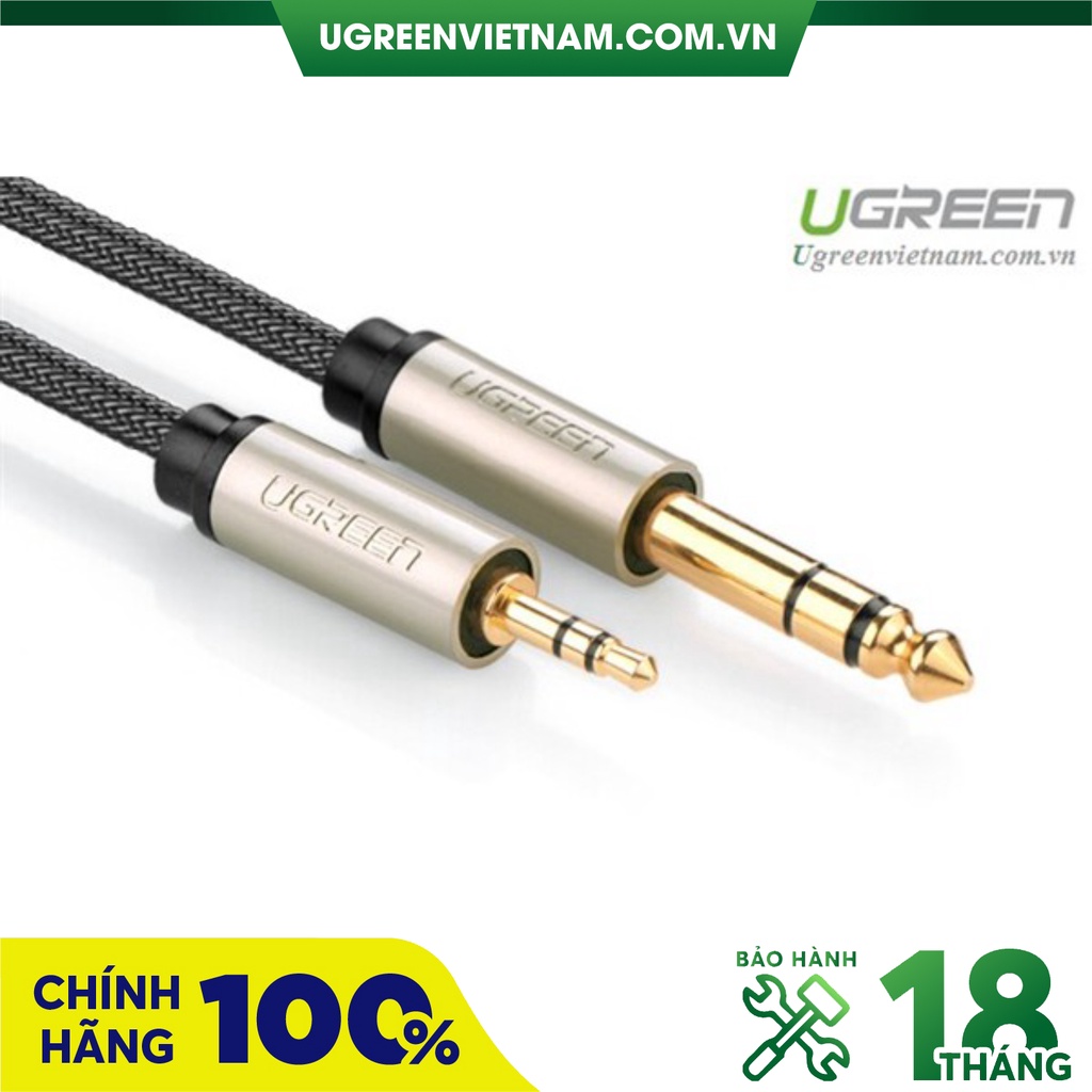 Cáp âm thanh Audio 3,5mm sang 6,5mm hai đầu dương 10M chính hãng Ugreen 10632 cao cấp