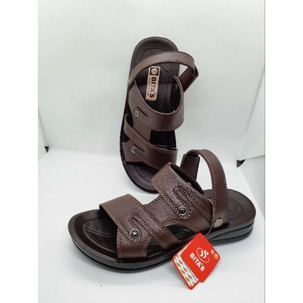 Dép da bitas da nam DUM109 nâu, vàng