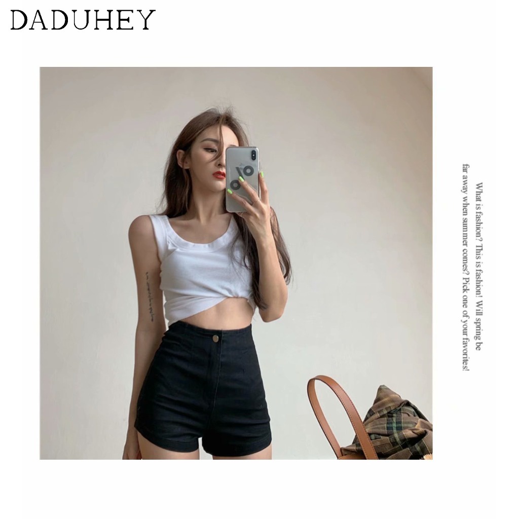 Quần Short Jean Lưng Cao Ôm Dáng Co Giãn Tốt Cỡ Lớn Phong Cách Âu Mỹ Thời Trang Cho Nữ