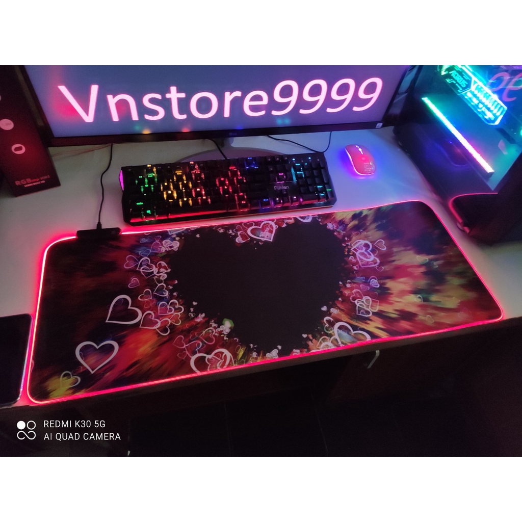Bàn di chuột led rgb, pad chuột lớn 90x40 dày 4mm siêu bền đẹp full box