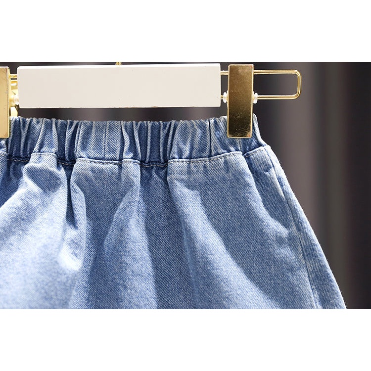 Chân Váy Denim Xếp Ly Phong Cách Nhật Hàn Mới Cho Bé Gái Từ 1-5 Tuổi